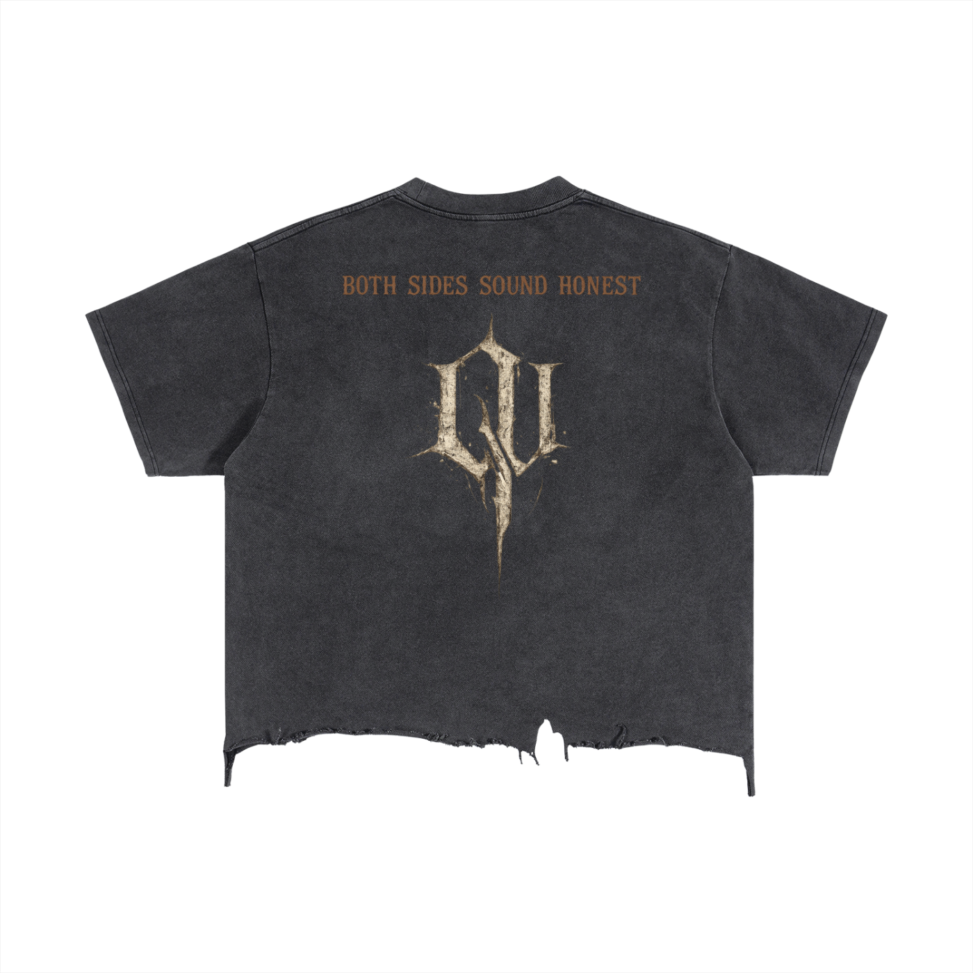 “ Both Sides Sound Honest”. Vintage Wash Boxy Distressed Hem T-Shirt