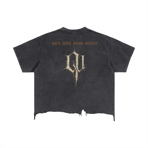 “ Both Sides Sound Honest”. Vintage Wash Boxy Distressed Hem T-Shirt