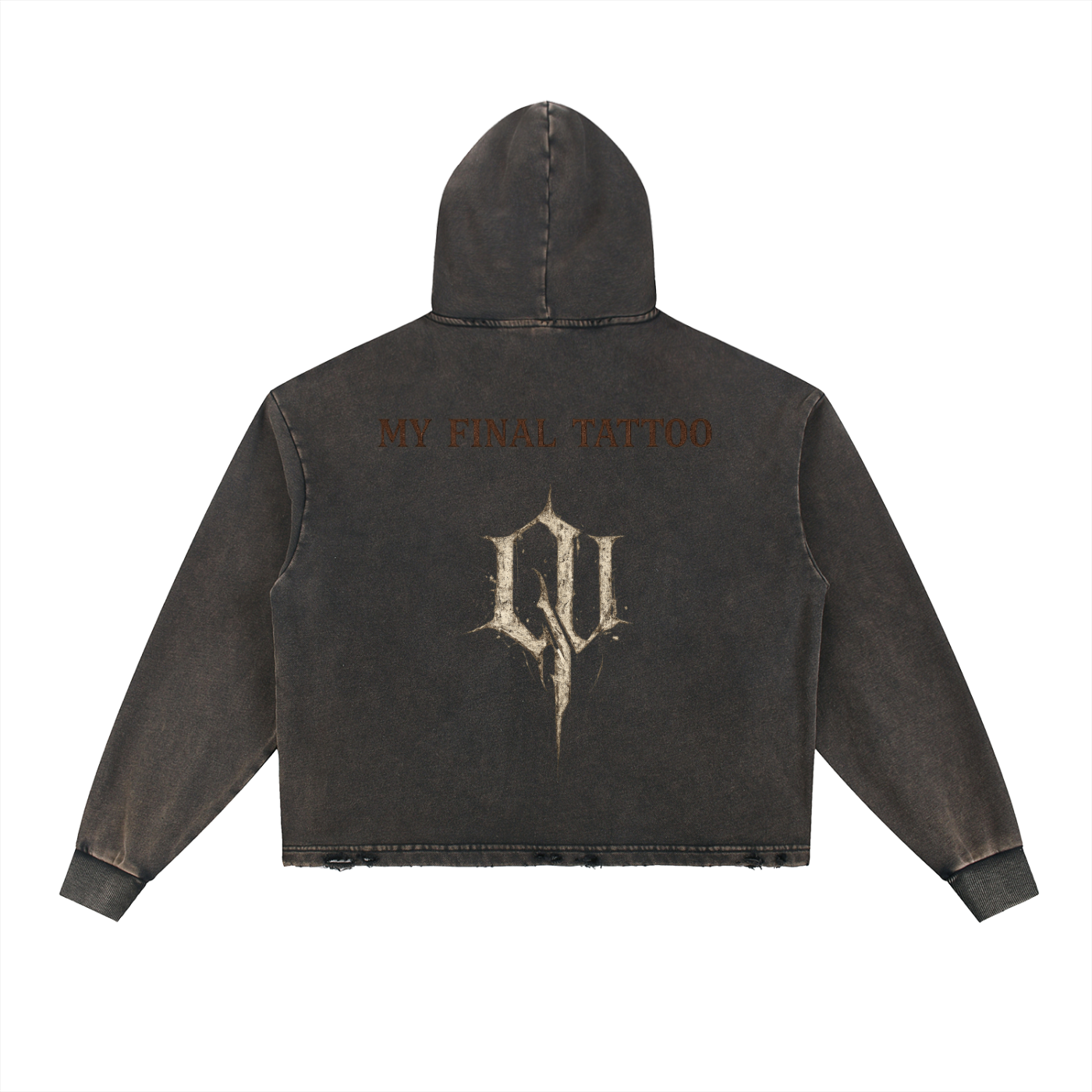 “My Final Tattoo”. Vintage Washed Frayed-Hem Hoodie