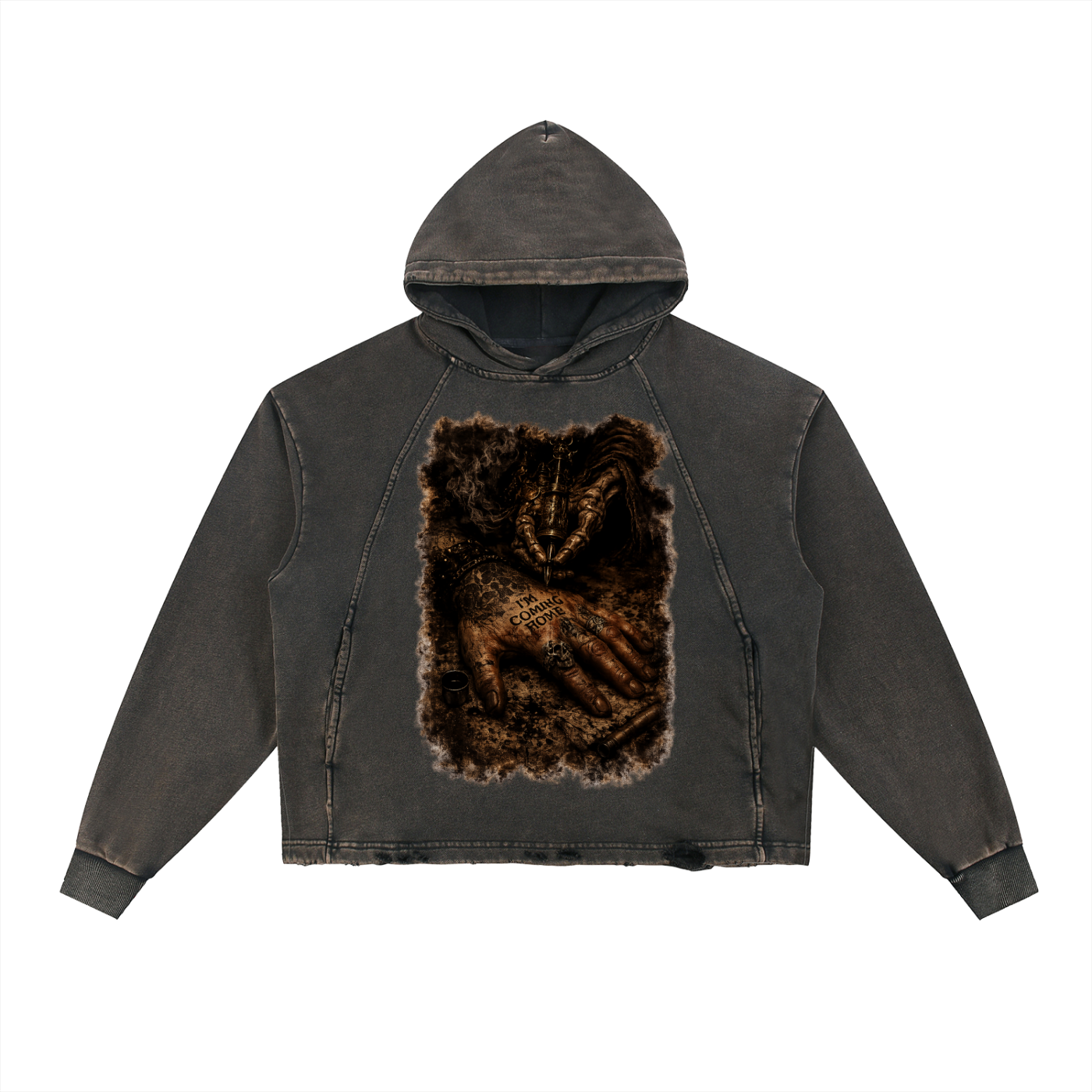 “My Final Tattoo”. Vintage Washed Frayed-Hem Hoodie